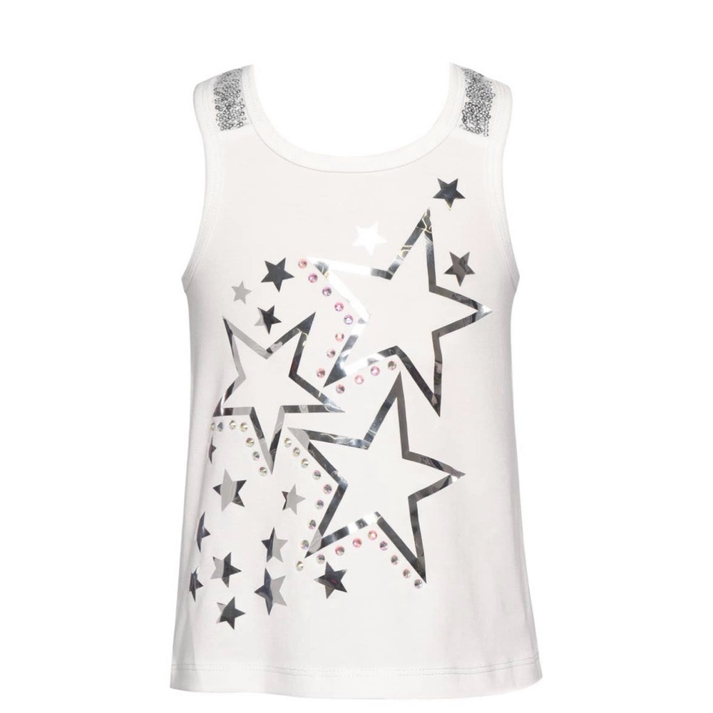 Girls White Star Print Tank Top